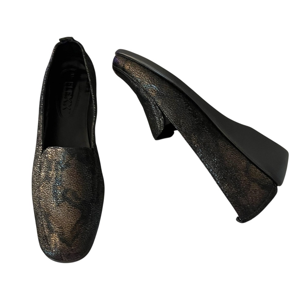 The Flexx Metallic Loafers Comfort Slip On Shoes Black Women's 8